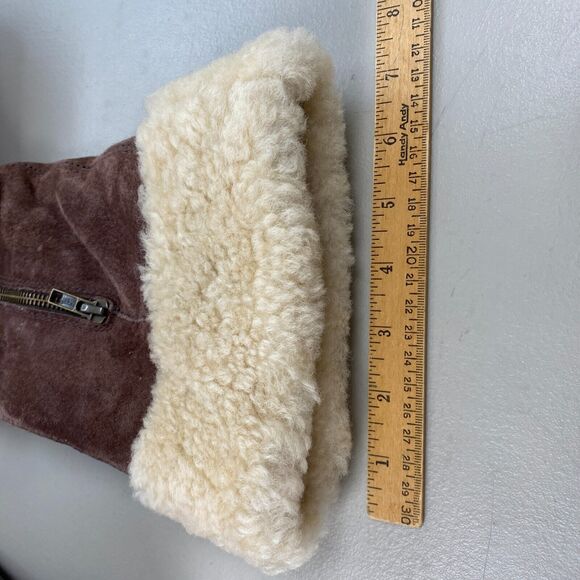 UGG Karyn Cuffed Suede Sheepskin Boots Womens 7 Brown Mid Calf - Picture 9 of 15